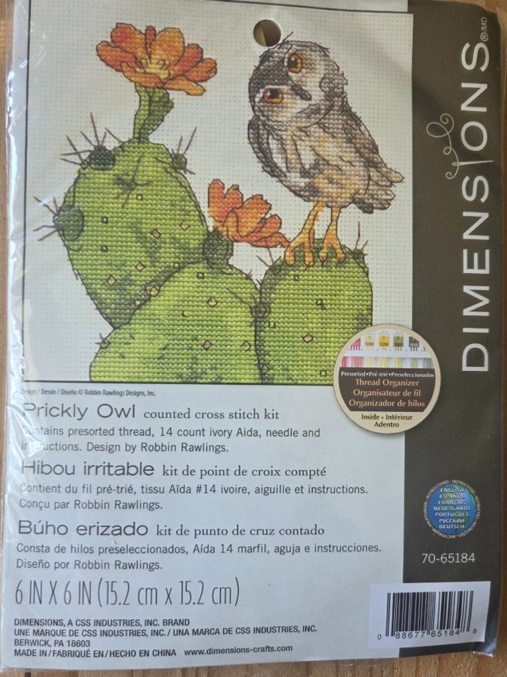 Dimensions Prickly Owl Counted Cross Stitch Kit 5x7 FREE SHIP